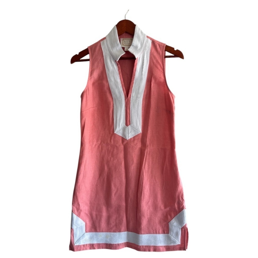 Sail to Sable Pink and White Sheath Dress with Polo Collar